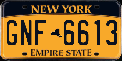 NY license plate GNF6613