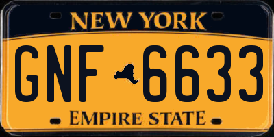 NY license plate GNF6633