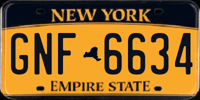 NY license plate GNF6634