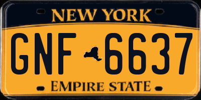 NY license plate GNF6637