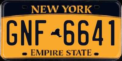 NY license plate GNF6641