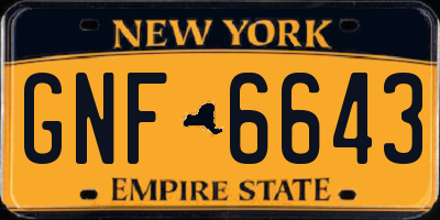NY license plate GNF6643