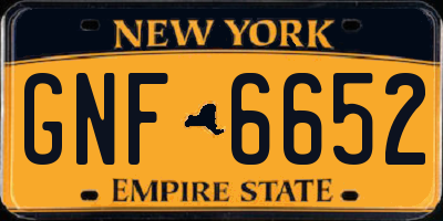 NY license plate GNF6652