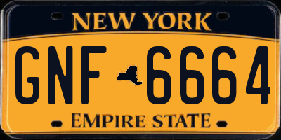 NY license plate GNF6664