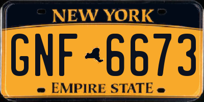 NY license plate GNF6673