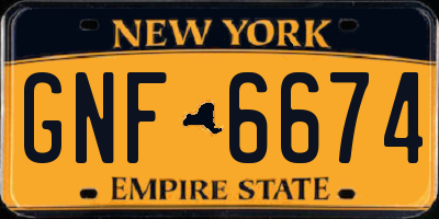 NY license plate GNF6674