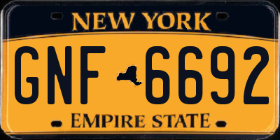 NY license plate GNF6692
