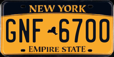NY license plate GNF6700
