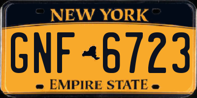 NY license plate GNF6723