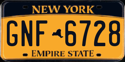 NY license plate GNF6728
