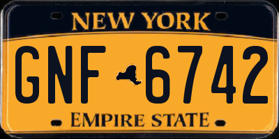 NY license plate GNF6742