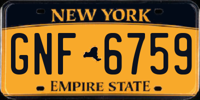 NY license plate GNF6759