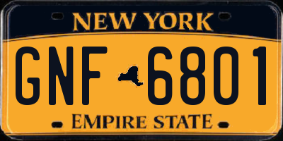 NY license plate GNF6801