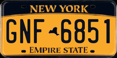 NY license plate GNF6851