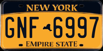 NY license plate GNF6997