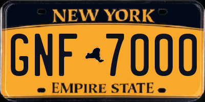 NY license plate GNF7000