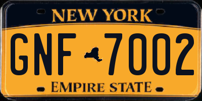 NY license plate GNF7002