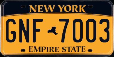 NY license plate GNF7003