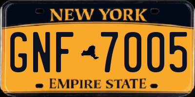 NY license plate GNF7005