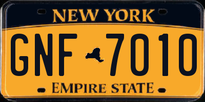 NY license plate GNF7010