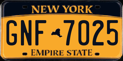 NY license plate GNF7025