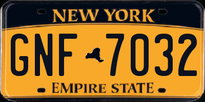 NY license plate GNF7032