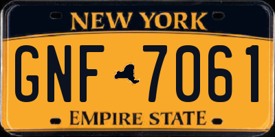 NY license plate GNF7061
