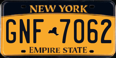 NY license plate GNF7062