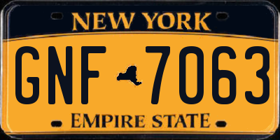 NY license plate GNF7063