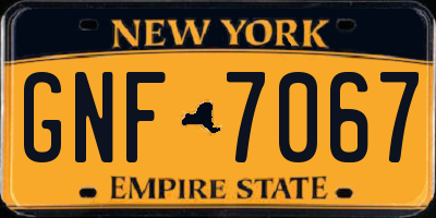 NY license plate GNF7067