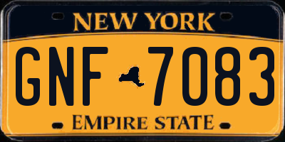NY license plate GNF7083
