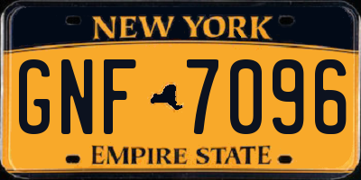 NY license plate GNF7096