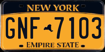 NY license plate GNF7103
