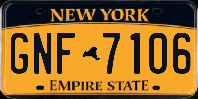 NY license plate GNF7106