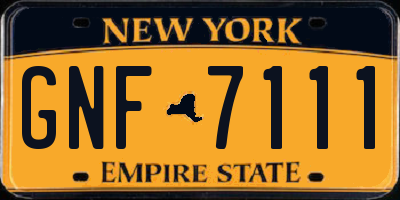 NY license plate GNF7111