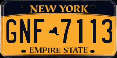 NY license plate GNF7113