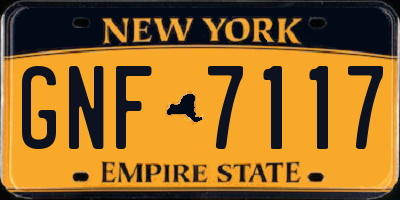 NY license plate GNF7117