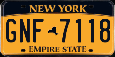 NY license plate GNF7118