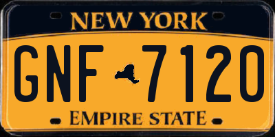 NY license plate GNF7120