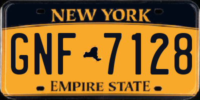 NY license plate GNF7128