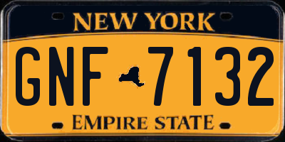 NY license plate GNF7132