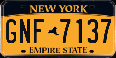 NY license plate GNF7137