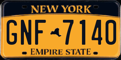 NY license plate GNF7140