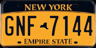 NY license plate GNF7144