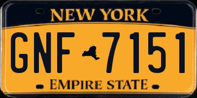 NY license plate GNF7151