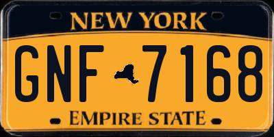 NY license plate GNF7168