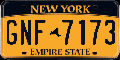 NY license plate GNF7173