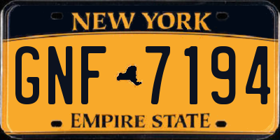NY license plate GNF7194