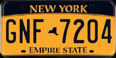 NY license plate GNF7204