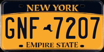 NY license plate GNF7207